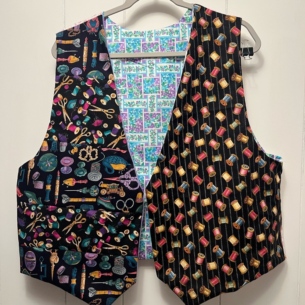 Colorful Reversible Sewing Pattern Vest large